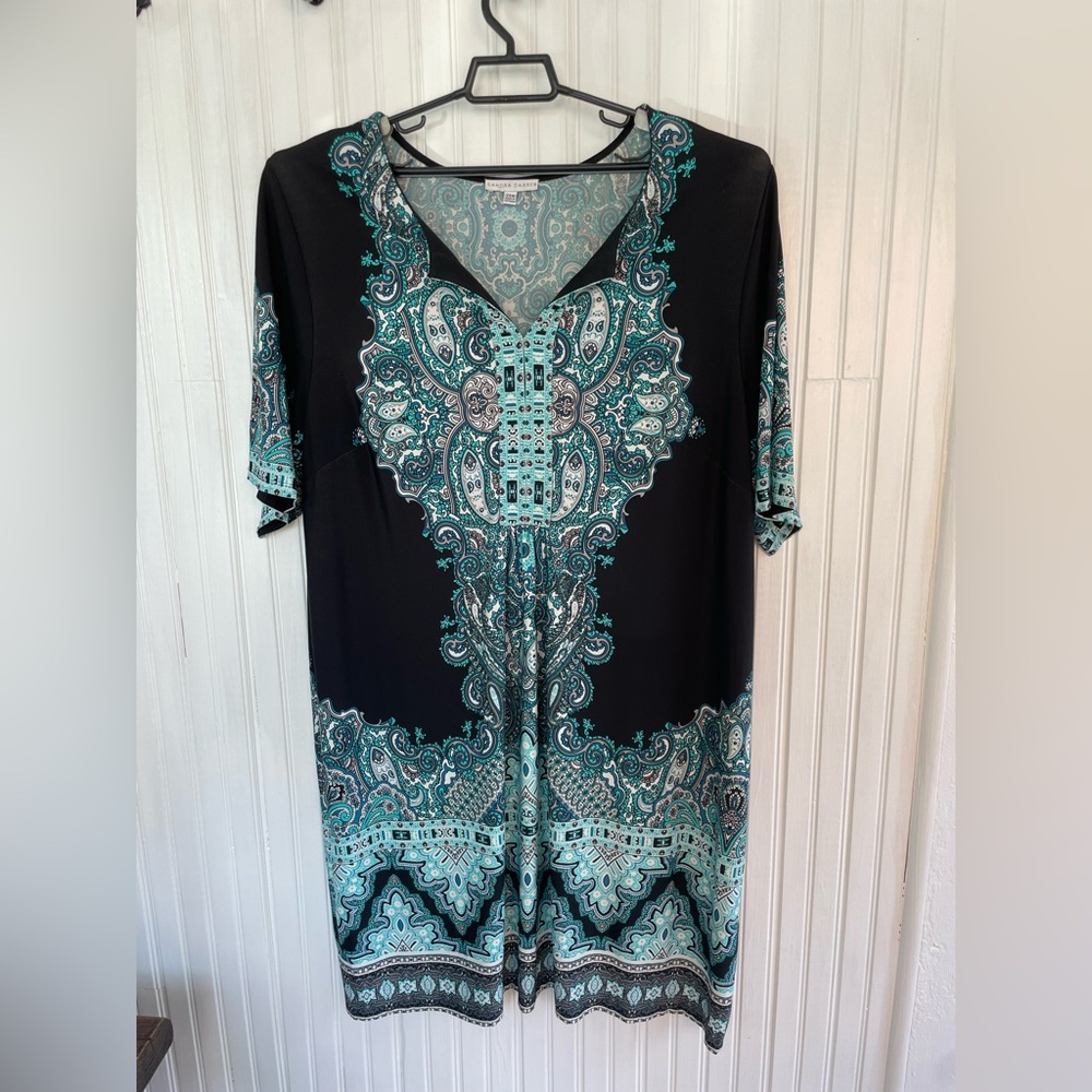 Blue and Back Print summer dress.